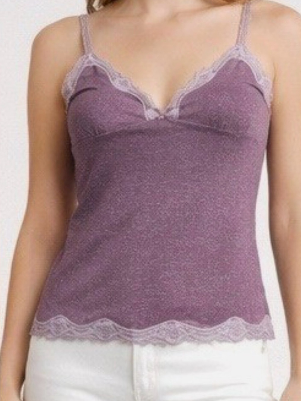 Victoria secret Lace Trim Camisole Tank Top Y2K fairy mauve purple metallic S